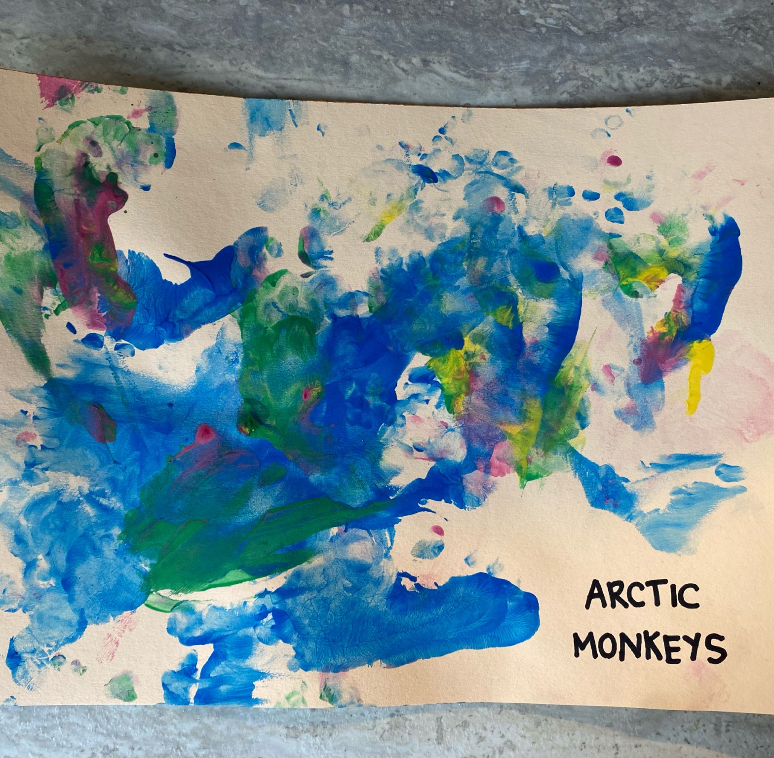 Messy Painted Picture, captioned 'Arctic Monkeys'