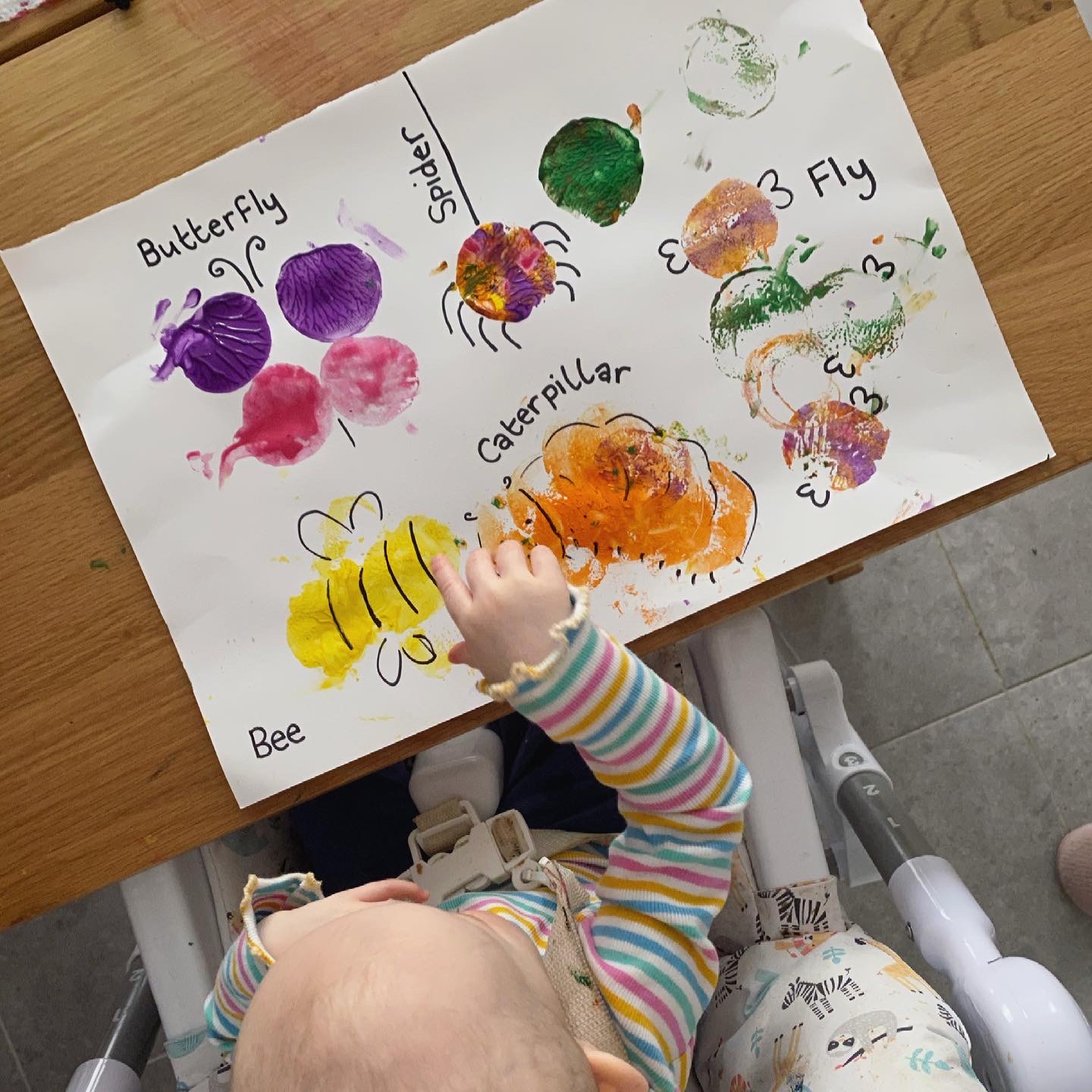 Painted Potato-Stamps in the Shape of Bugs